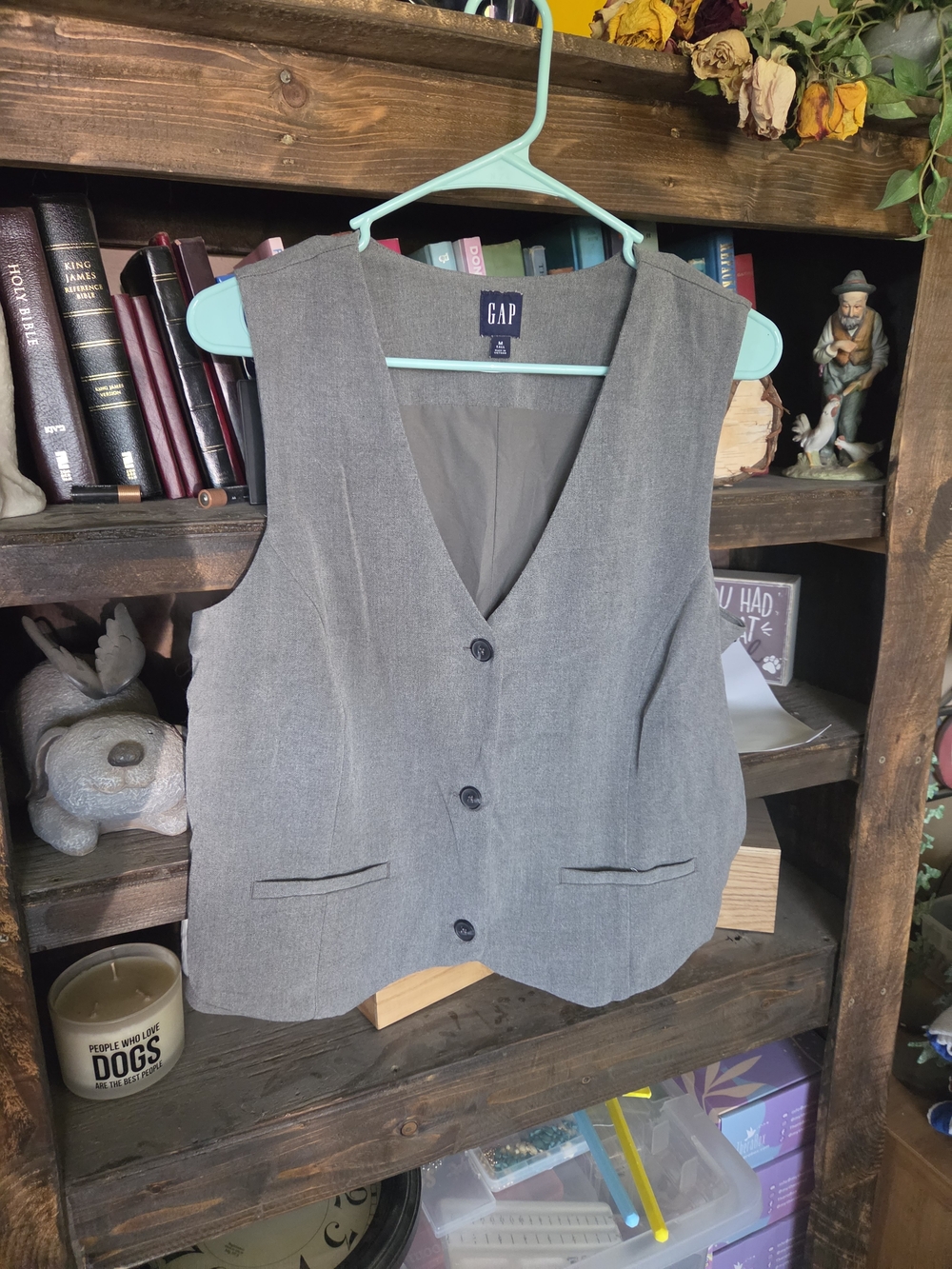 GAP Women's Gray Button Front Vest